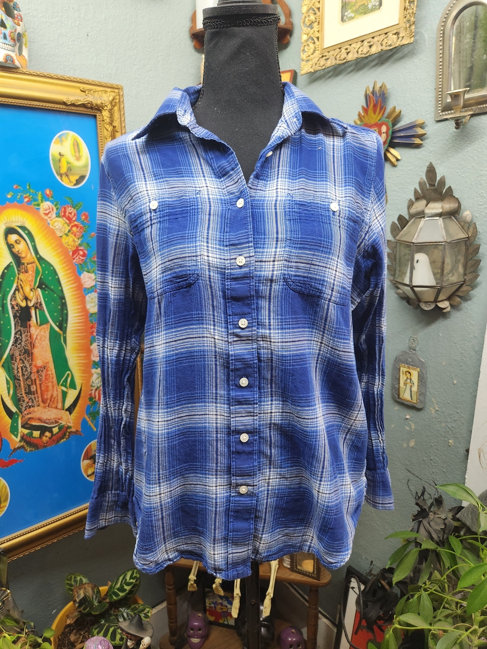 Lauren Ralph Lauren Blue Plaid Button-Up Shirt